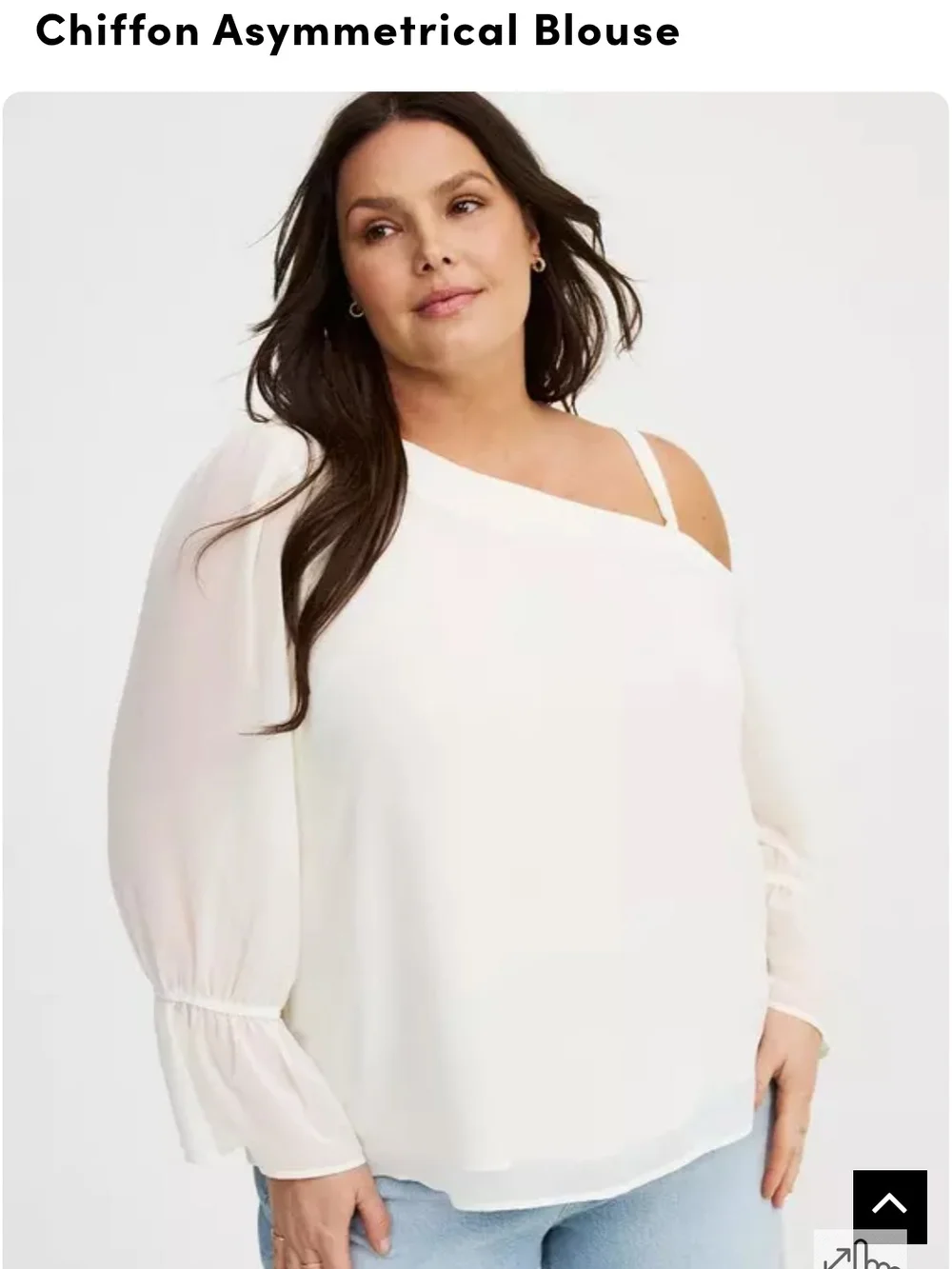 NEW Torrid 0X Size 12 Chiffon Asymmetrical One-Shoulder Blouse White 3692-CT - Picture 3 of 11